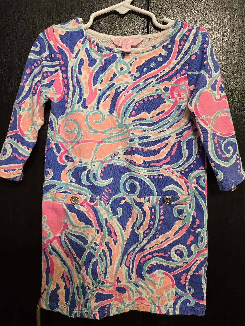 Lilly Pulitzer Multicolor Cotton Dress In "Jellyfish Be Jammin"  Size Small 4-5